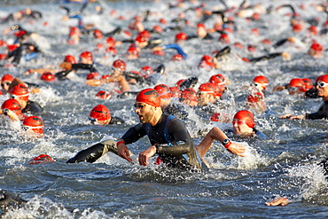 Triathlon, swimming competition, Ironman Germany, Frankfurt, Hesse, Germany, Europe