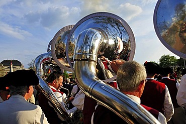 Tuba player at the Zurich Sechselaeuten, annual traditional festival, in Zurich, Switzerland, Europe