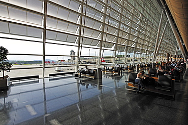 Departure hall overlooking the airfield, Zurich Airport, Switzerland, Europe