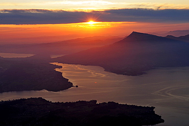 Sunrise over Lake Lucerne with view on the the Rigi mountain from Mount Pilatus, Switzerland, Europe