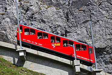 With 48 percent incline the steepest cog railway in the world, railway on Mount Pilatus near Lucerne, Switzerland, Europe