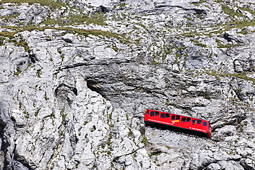 With 48 percent incline the steepest cog railway in the world, railway on Mount Pilatus near Lucerne, Switzerland, Europe