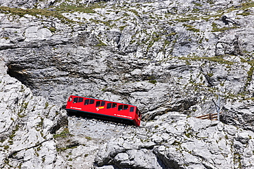 With 48 percent incline the steepest cog railway in the world, railway on Mount Pilatus near Lucerne, Switzerland, Europe