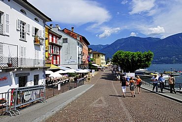 Promenade of Ascona on Lago Maggiore lake, Ticino, Switzerland, Europe