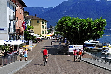 Promenade of Ascona on Lago Maggiore lake, Ticino, Switzerland, Europe