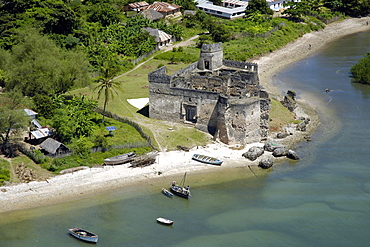 Aerial view of the Fort on Kilwa Kisiwani, Tanzania, Africa