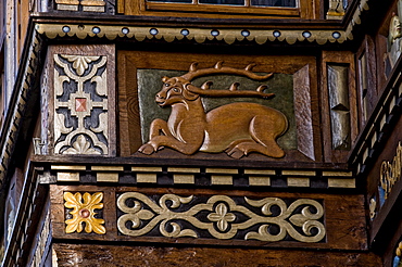 Detail of the front of the Wedekindhaus house at the market square, Hildesheim, Lower Saxony, Germany, Europe