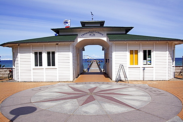 Sea bridge in the seaside resort Goehren at Baltic Sea Coast, Ruegen Island, Mecklenburg-Western-Pomerania, Germany, Europe