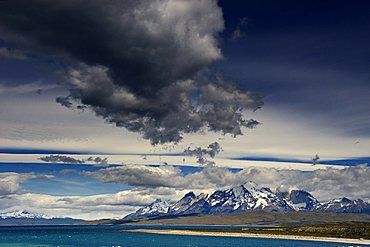 Torres del Paine Massif, dramatic sky, Patagonia, Chile, South America