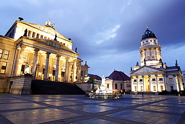 Gendarmenmarkt square at twilight, Berlin, Germany, Europe