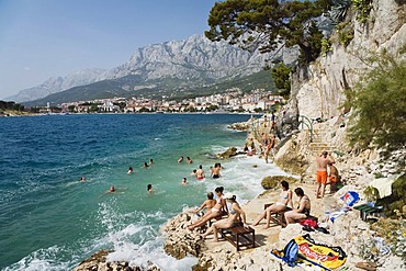 Bathing place, Makarska, Dalmatia, Croatia, Adriatic Sea, Mediterranean, Europe