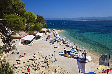 Volleyball on the Beach of Bol, Brac Island, Dalmatia, Croatia, Adriatic Sea, Mediterranean, Europe