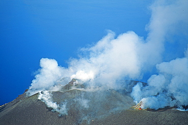 Volcanic landscape at the summit, Stromboli vulcano, Aeolian Islands, Italy, Europe