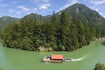 House boat on the river 'Steyr' in Upper Austria, Europe