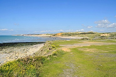 Dunes, ocean, landscape, coast, Dunes de la Slack, Wimereux, Boulogne sur Mer, Opal coast, Nord Pas de Calais, France, Europe