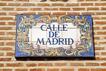 Street sign, Calle de Madrid, azulejos, Spanish tiles, Madrid, Spain, Europe