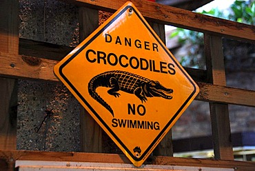 Sign, Danger crocodiles, no swimming, zoo, Bristol, England, United Kingdom, Europe