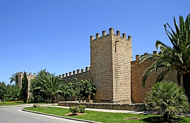 City wall, historic town centre, Alcudia, Majorca, Balearic Islands, Spain, Europe