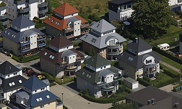 Aerial view of Stadtkrone Ost, Stockholmer Allee, housing estate, single-family houses, terraced house, Dortmund, North Rhine-Westphalia, Germany, Europe