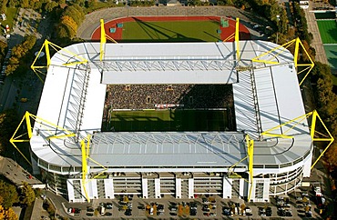 Aerial view, Westfalenstadion Stadium, BVB, Dortmund, Ruhr Area, North Rhine-Westphalia, Germany, Europe