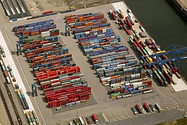 Aerial photograph of Logport Logistics Centre, Duisburg, Ruhr Area, North Rhine-Westphalia, Germany, Europe