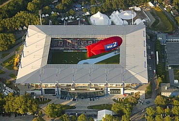 Aerial photograph of the opening ceremony of the World Games, MSV Arena, Wedau, Ruhr Area, North Rhine-Westphalia, Germany, Europe