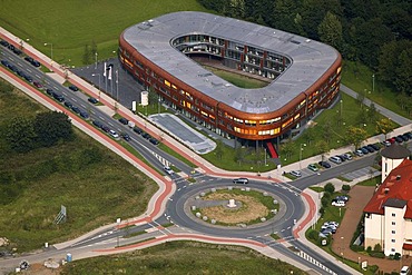 Aerial photograph, new Infineon building, Duisburg, Ruhr Area, North Rhine-Westphalia, Germany, Europe