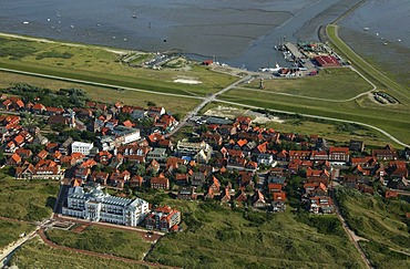 Aerial picture, health resort, Juist, East Frisian Islands, Lower Saxony, Germany, Europe