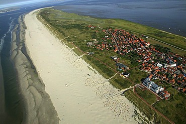 Aerial picture, health resort, Juist, East Frisian Islands, Lower Saxony, Europe