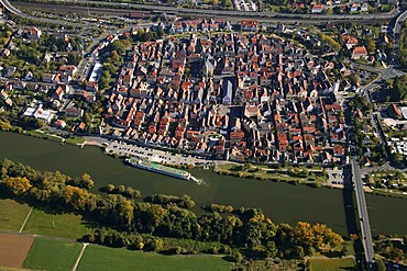 Aerial picture, Karlstadt, Bavaria, Germany, Europe