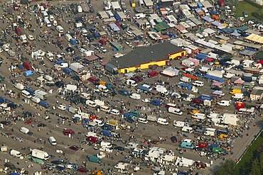 Aerial picture, car trade, market for second-hand cars on the Borbecker drive-in cinema grounds, Essen, Ruhr area, North Rhine-Westphalia, Germany, Europe