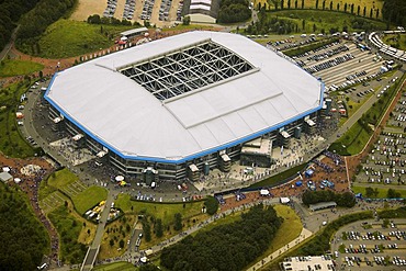 Aerial photo, Arena Auf Schalke, Schalke arena, Veltins Arena Gelsenkirchen Buer, Ruhr area, North Rhine-Westphalia, Germany, Europe