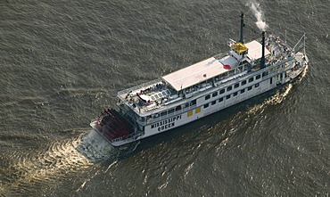 Aerial photograph, cruise ship, paddle steamer, tourist attraction, Hamburg port, Outer Alster Lake, Hamburg, Germany, Europe