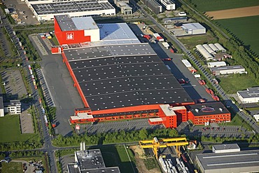 Aerial photo, discount store KIK, warehouses, main administration, Boenen, Ruhr area, North Rhine-Westphalia, Germany, Europe