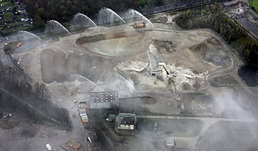 Aerial photo, chimney being blown up, E.ON power station, Castrop-Rauxel, Ruhr area, North Rhine-Westphalia, Germany, Europe