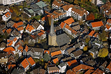 Aerial view, Saint George's Church, inner city, historic district, Hattingen, North Rhine-Westphalia, Germany, Europe