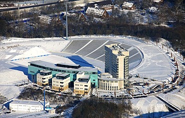 Aerial photo, Parkstadion stadium with rehabilitation facility, Gelsenkirchen-Buer, Gelsenkirchen, Ruhr Area, North Rhine-Westphalia, Germany, Europe