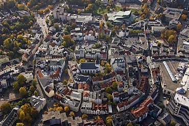 Aerial photo, old part of town, Protestant Erloeserkirche, Redeemer Church, Luedenscheid, Maerkischer Kreis, Sauerland, North Rhine-Westphalia, Germany, Europe