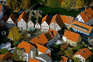 Aerial photo, market square with timbered houses, Soest, Kreis Soest, Soester Boerde, South Westphalia, North Rhine-Westphalia, Germany, Europe