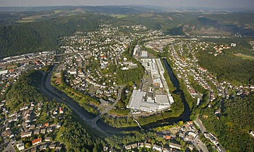 Aerial photo, Lenne river, Werdohl, Maerkischer Kreis, Sauerland, North Rhine-Westphalia, Germany, Europe