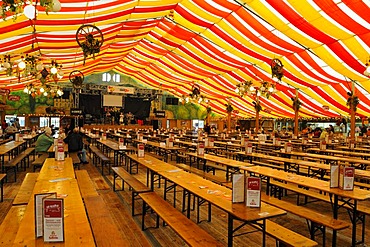 Empty party tent, Cannstatter Wasen, Bad Cannstatt, Baden-Wuerttemberg, Germany, Europe