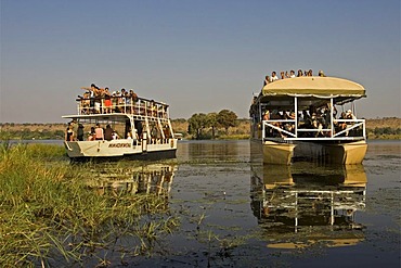 Tourist boats on the Chobe River, Botswana, Africa