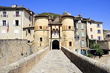 Town gate, Entrevaux, Alpes-de-Haute-Provence, Provence-Alpes-Cote d'Azur, Southern France, France, Europe, France, Europe