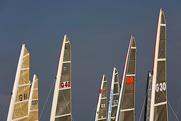 Beach sailers, St Peter Ording, North Sea, North Frisia, Schleswig-Holstein, Germany, Europe