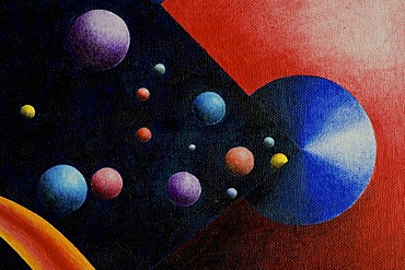 Acrylic painting, theme: planets of the universe, by the artist Gerhard Kraus, Kriftel, Germany