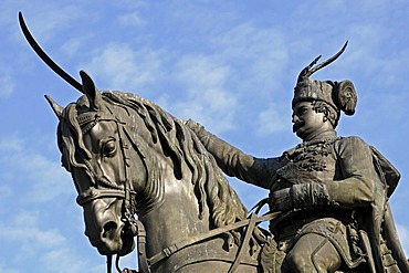 Statue of King Josip, partial view, main square Ban Jelacic, Zagreb, Croatia, Europe