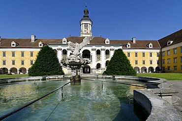 Cloistered courtyard of convent the Augustinian Canons, St Florian, Upper Austria, Europe