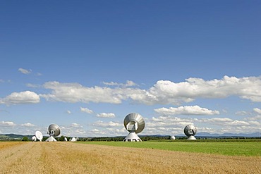 Earth station antennas, radio telescope, near Raisting, Upper Bavaria, Bavaria, Germany, Europe