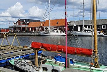 Port with warehouses, Saeby, Jutland, Denmark, Europe