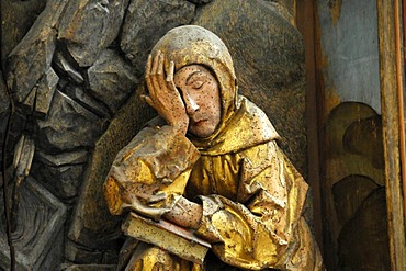 The Francis of Assisi Altar by Tilman Riemenschneider, detail, Rothenburg ob der Tauber, Bavaria, Germany, Europe